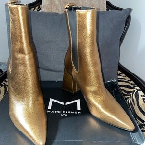 Marc Fisher Leqther bronze booties- New with Box